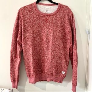 FRANK & OAK RED WHITE 100% COTTON SWEATER